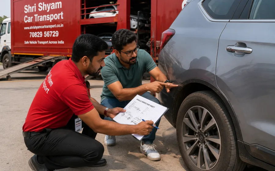 Final vehicle inspection handover with the customer | Shri Shyam Car Transport